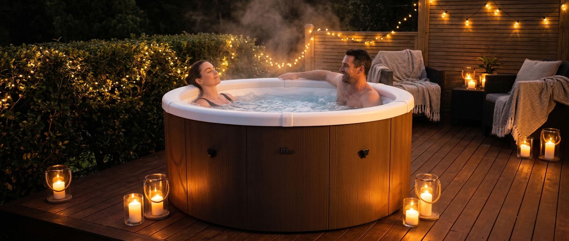 Portable spa pool set up at a holiday rental property