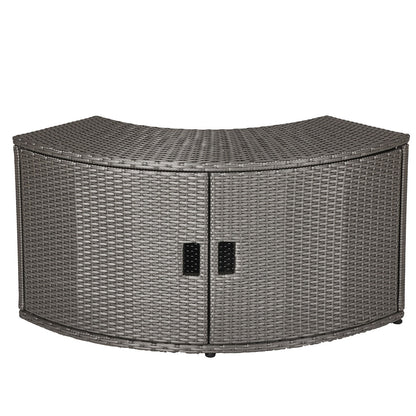 Wicker closed door cabinet or side table for square MSpa models with a dark grey finish. Outdoor furniture and surroundings - portable spas nz